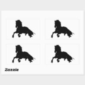 Black White Running Horse Silhouette Rechthoekige Sticker (Vel)
