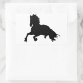 Black White Running Horse Silhouette Rechthoekige Sticker (Tas)