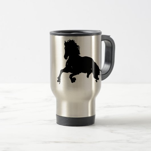 Black White Running Horse Silhouette Reisbeker (Voorkant rechts)