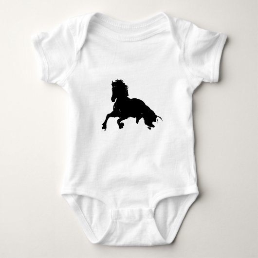 Black White Running Horse Silhouette Romper (Voorkant)