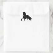Black White Running Horse Silhouette Ronde Sticker (Tas)