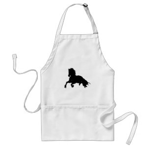 Black White Running Horse Silhouette Standaard Schort