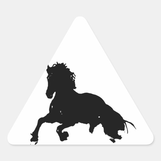 Black White Running Horse Silhouette Sticker (Voorkant)