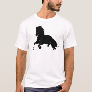 Black White Running Horse Silhouette T-shirt
