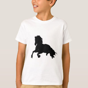 Black White Running Horse Silhouette T-shirt