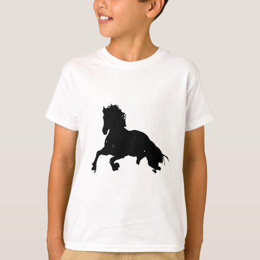 Black White Running Horse Silhouette T-shirt (Voorkant)