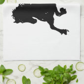 Black White Running Horse Silhouette Theedoek (Gevouwen)