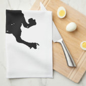 Black White Running Horse Silhouette Theedoek (Quarter Fold)