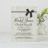 Black White Rustic Burlap Bridal Shower Kaart (Staand voorkant)