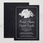 Black White Rustic Floral Bridal Shower Kaart (Voorkant / Achterkant)