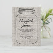Black White Rustic Mason Jar Wedding Invitations Kaart (Staand voorkant)