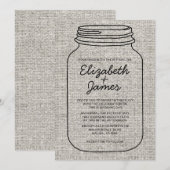 Black White Rustic Mason Jar Wedding Invitations Kaart (Voorkant / Achterkant)