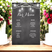 Black White Rustic Wedding Bar Menu Sign Poster