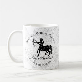 Black White Sagittarius Zodiac Custom Birthday Koffiemok