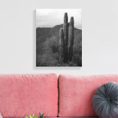 Black & White Saguaro Cactus in Heuvels 11x14 Canvas Afdruk (Insitu (Woonkamer))