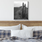Black & White Saguaro Cactus in Heuvels 11x14 Canvas Afdruk (Insitu (Slaapkamer))