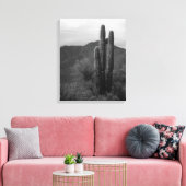 Black & White Saguaro Cactus in Heuvels 16x20 Canvas Afdruk (Insitu (Woonkamer))