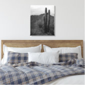 Black & White Saguaro Cactus in Heuvels 16x20 Canvas Afdruk (Insitu (Slaapkamer))