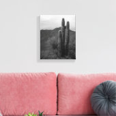 Black & White Saguaro Cactus in Heuvels 8x10 Canvas Afdruk (Insitu (Woonkamer))