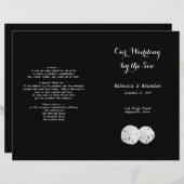 Black White Sand Dollars Folded Wedding Programme (Voorkant / Achterkant)
