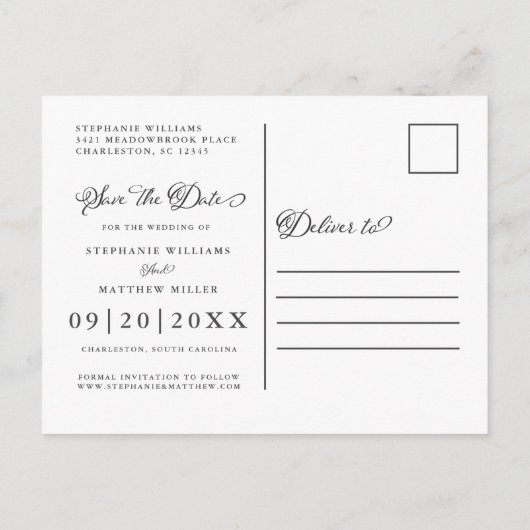 Black & White Save the Date Photo Elegant Wedding Aankondigingskaart (Achterkant)