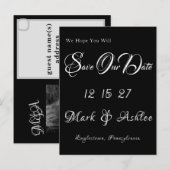 Black & White Save the Date Post Card Briefkaart (Voorkant / Achterkant)