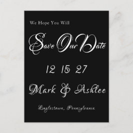 Black & White Save the Date Post Card Briefkaart