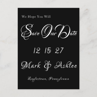Black & White Save the Date Post Card Briefkaart