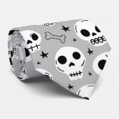 Black & White Scary Halloween Skull Spider Bone Stropdas (Opgerold)