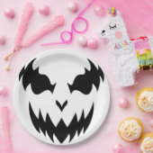 Black & White Scary Pumpkin Face Halloween Party Papieren Bordje (Feest)