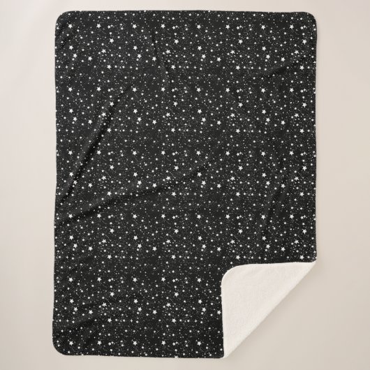 Black White Scatered Stars Sherpa Deken (Voorkant)