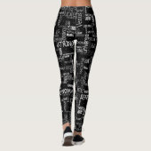 Black White Science Astronomie Nerdy Leggings (Achterkant)