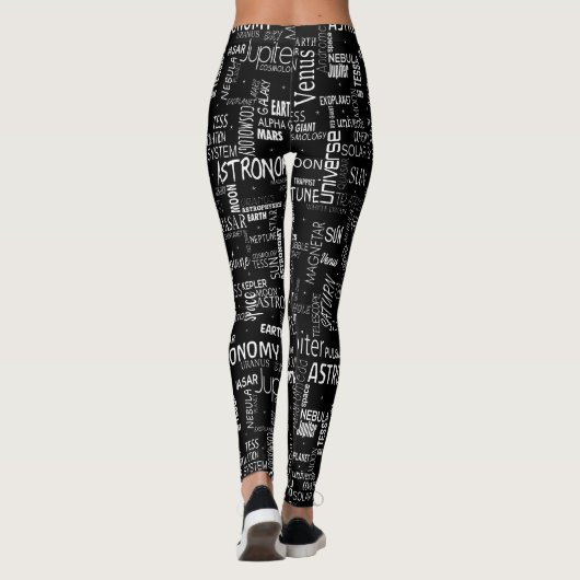 Black White Science Astronomie Nerdy Leggings (Achterkant)