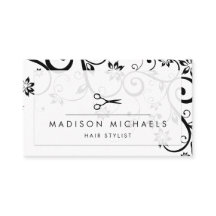 Black White Scissor Hair Stylist Salon
