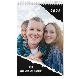 Black & White Scrapbook Custom Family Photo 2026  Kalender