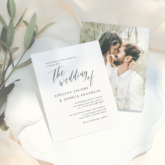 Black White Script Budget Verloving Photo Wedding