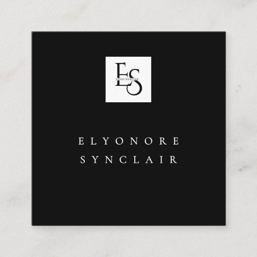 Black White Script Lashes Studio Logo QR Code  Vierkante Visitekaartje (Voorkant)