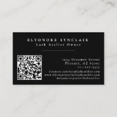 Black White Script Lashes Studio Logo QR Code Visitekaartje (Achterkant)