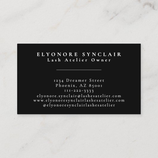 Black White Script Lashes Studio Visitekaartje (Achterkant)