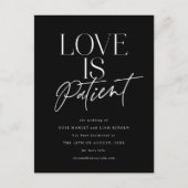 Black White Script Love Wedding Change the Date Briefkaart (Voorkant)