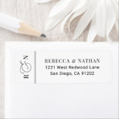 Black White Script Monogram Weduwadres zwart Etiket (Insitu)