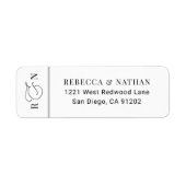 Black White Script Monogram Weduwadres zwart Etiket (Voorkant)