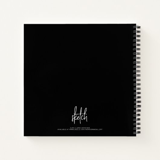 Black White Script Name Personalized Sketchbook Notitieboek (Achterkant)