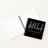 Black White Script Name Personalized Sketchbook Notitieboek (Binnen)