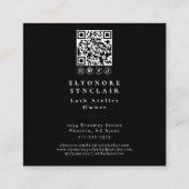 Black White Script Photo Logo QR Code Social Lash Vierkante Visitekaartje (Achterkant)