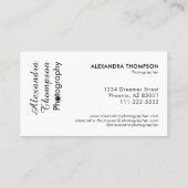Black White Script Photo Photographer Business Visitekaartje (Achterkant)