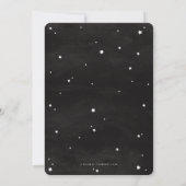 Black+White Script Scatered Stars Halloween Party Kaart (Achterkant)