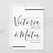 Black White Script Typography Line Wedding Kaart (Voorkant)
