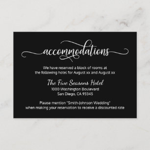 Black White Script Wedding - accommodaties Informatiekaartje