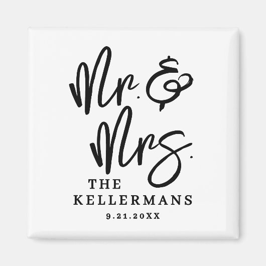 Black White Script Wedding Favor Magneet (Voorkant)